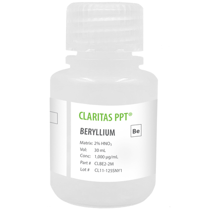 Beryllium, 1,000 µg/mL (1,000 ppm) for ICP-MS, 30 mL