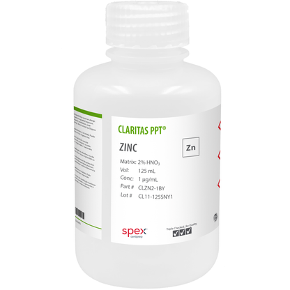 Zinc, 1 µg/mL (1 ppm) for ICP-MS, 125 mL