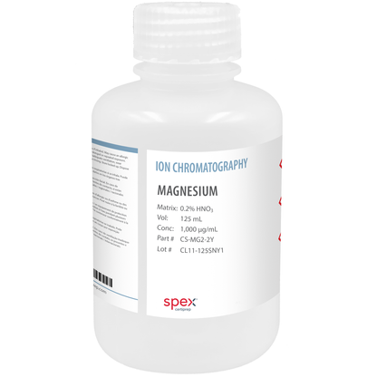 Magnesium (Mg2+) Single-Element Ion Cation Standard, 1,000 µg/mL (1,000 ppm), 125 mL