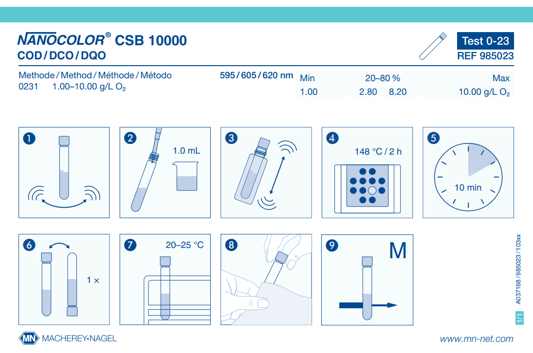 Tube test NANOCOLOR COD 10000