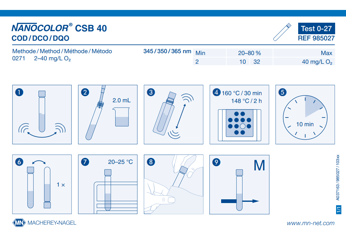 Tube test NANOCOLOR COD 40