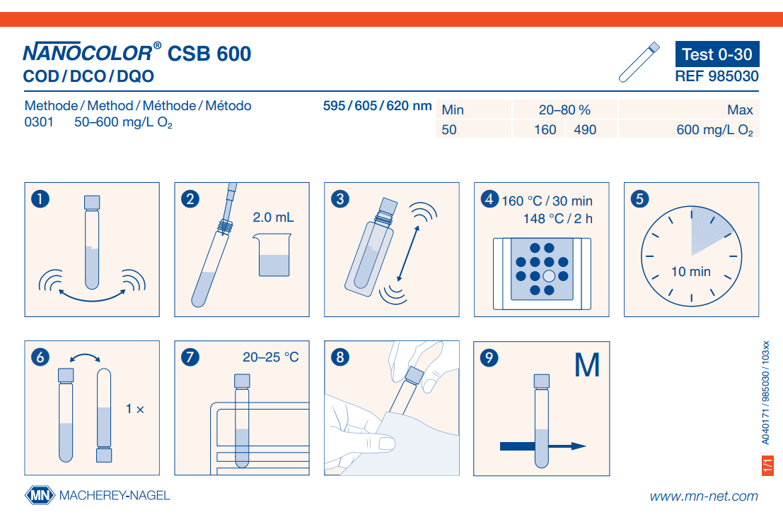 Tube test NANOCOLOR COD 600