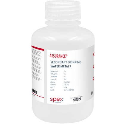Secondary Drinking Water Metals for AA & ICP, 125 mL