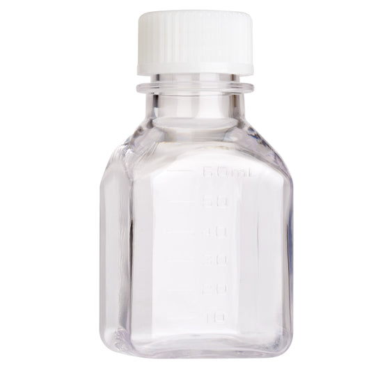 60mL Media Bottle, Square, PETG, Individually Wrapped, Sterile