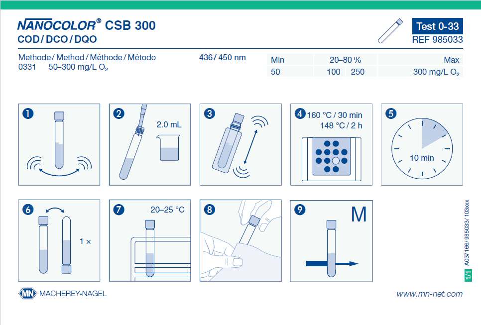 Tube test NANOCOLOR COD 300