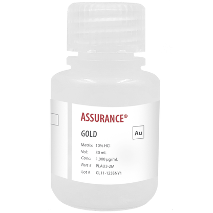 Gold, 1,000 µg/mL, for AA and ICP, 30 mL