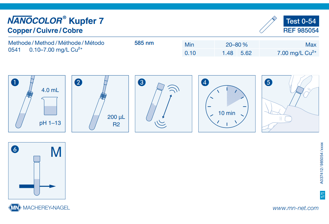 Tube test NANOCOLOR Copper 7