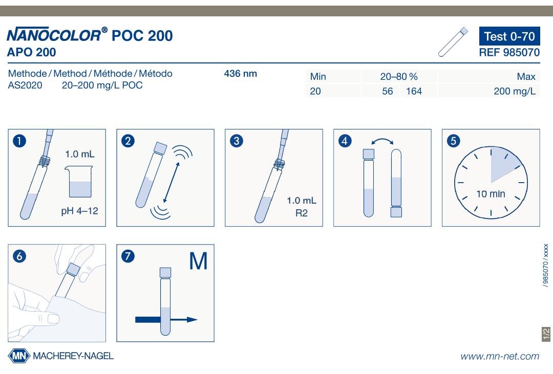 Tube test NANOCOLOR POC 200