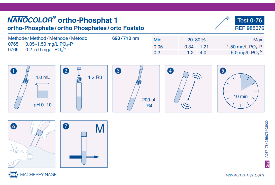 Tube test NANOCOLOR ortho- and total-Phosphate 1