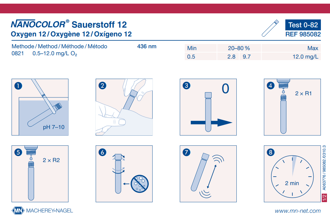 Tube test NANOCOLOR Oxygen 12