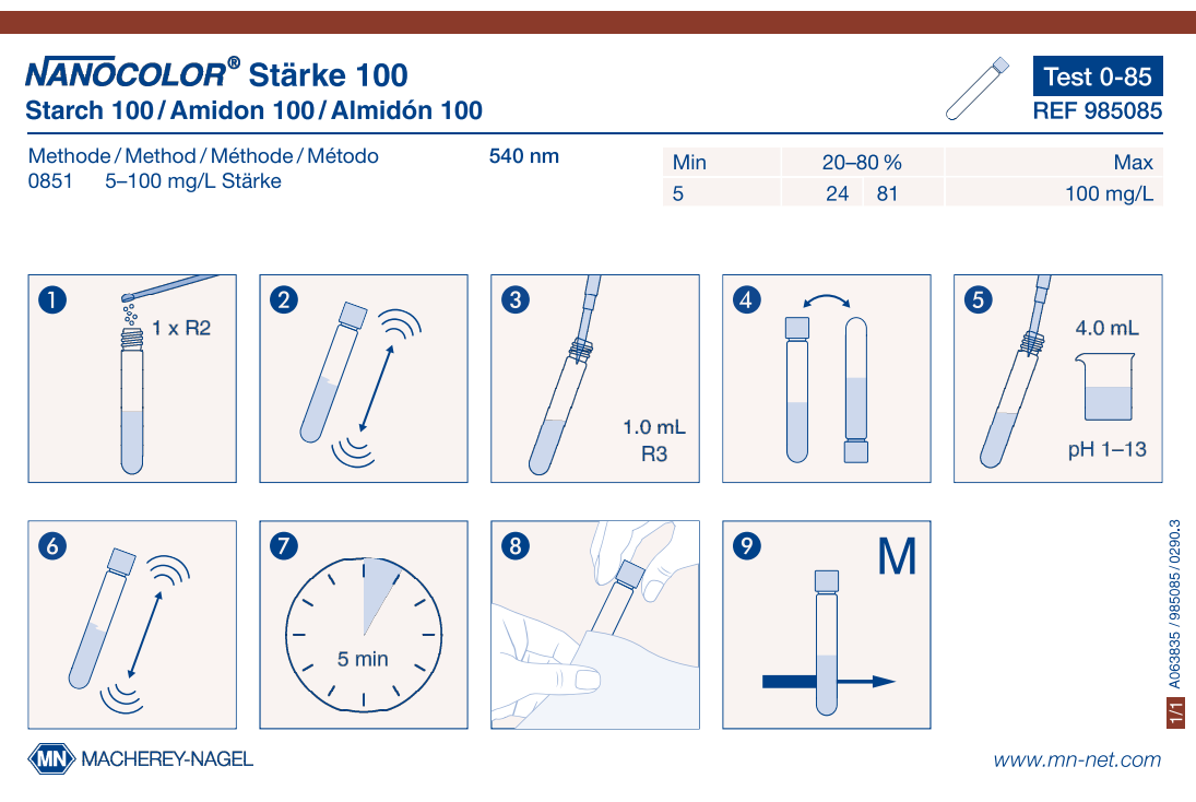 Tube test NANOCOLOR Starch 100