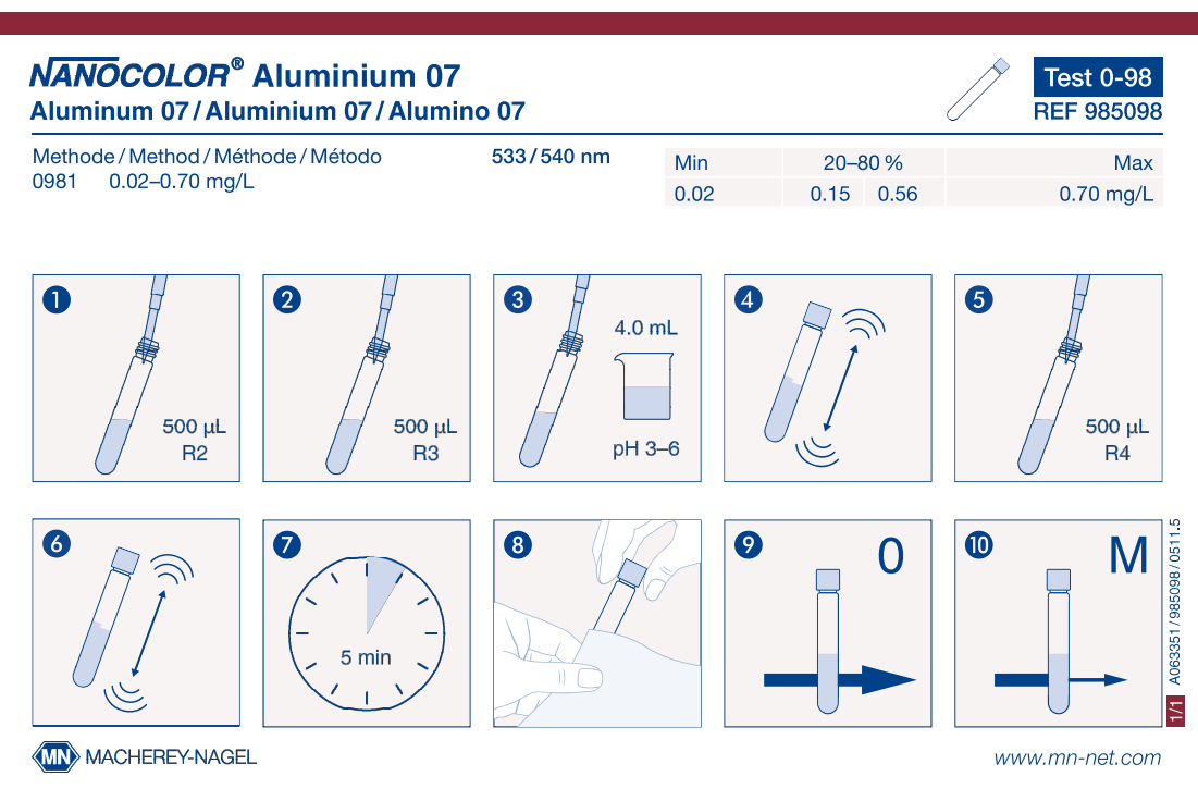 Tube test NANOCOLOR Aluminum 07