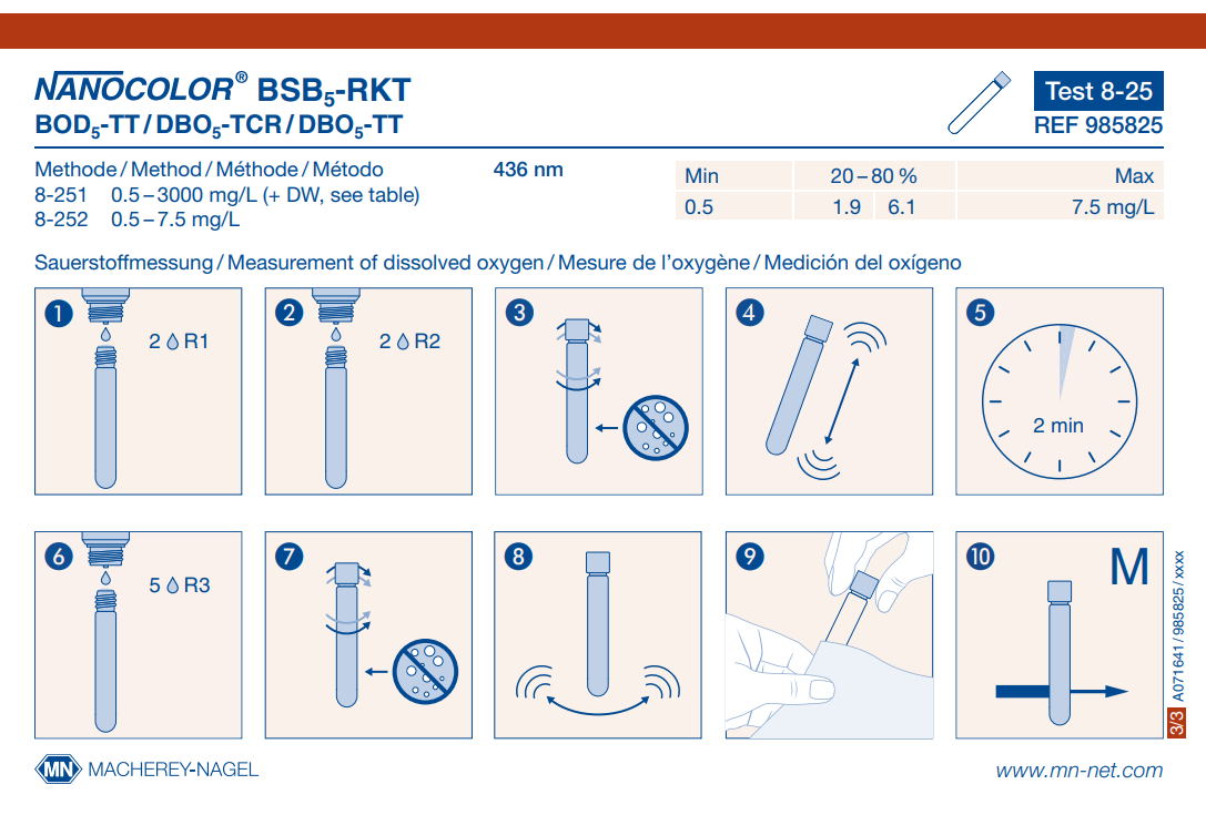 Tube test NANOCOLOR BOD₅-TT