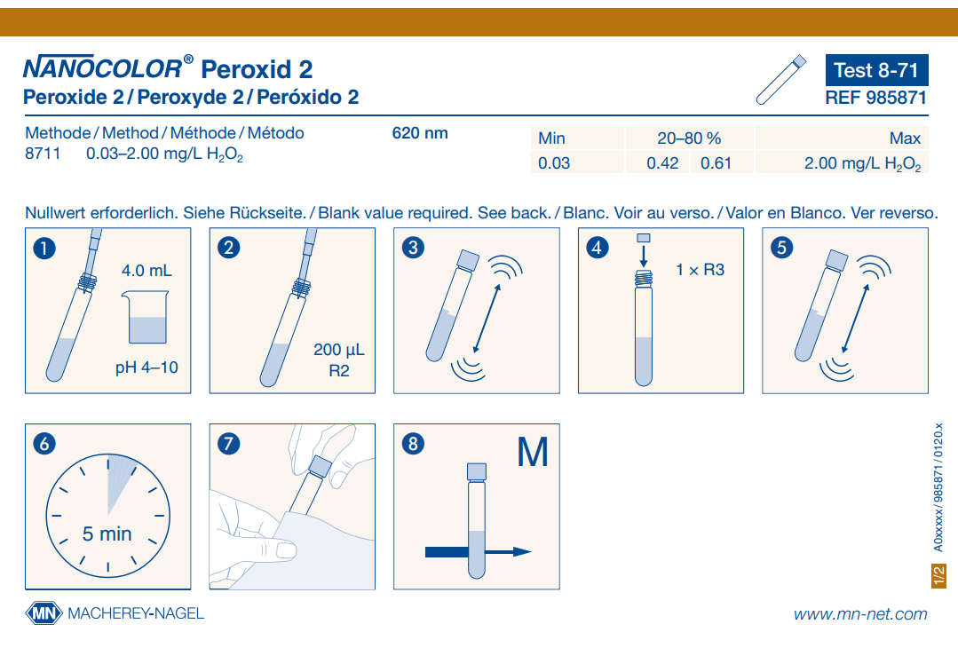 Tube test NANOCOLOR Peroxide 2