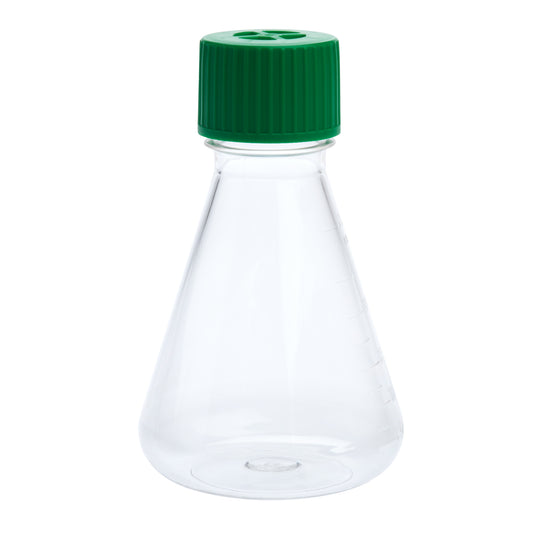 250mL Erlenmeyer Flask, Vent Cap, Plain Bottom, PETG, Sterile