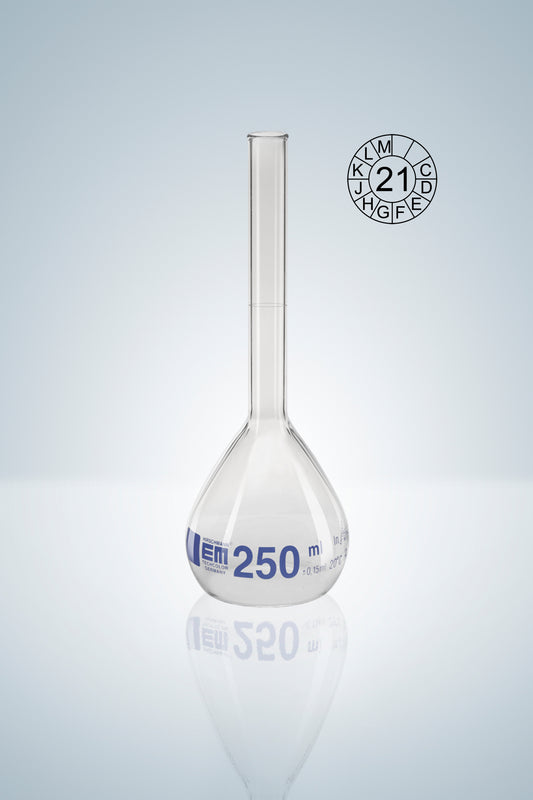 Volumetric flask DURAN&reg;, cl.A, blue grad