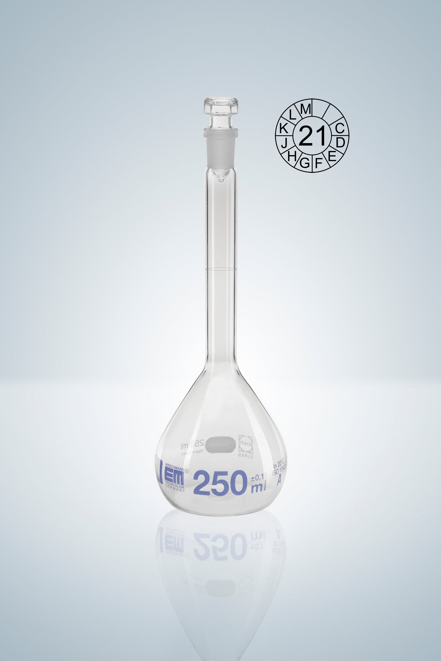 Volumetric flask DURAN&reg;, cl.A, blue grad