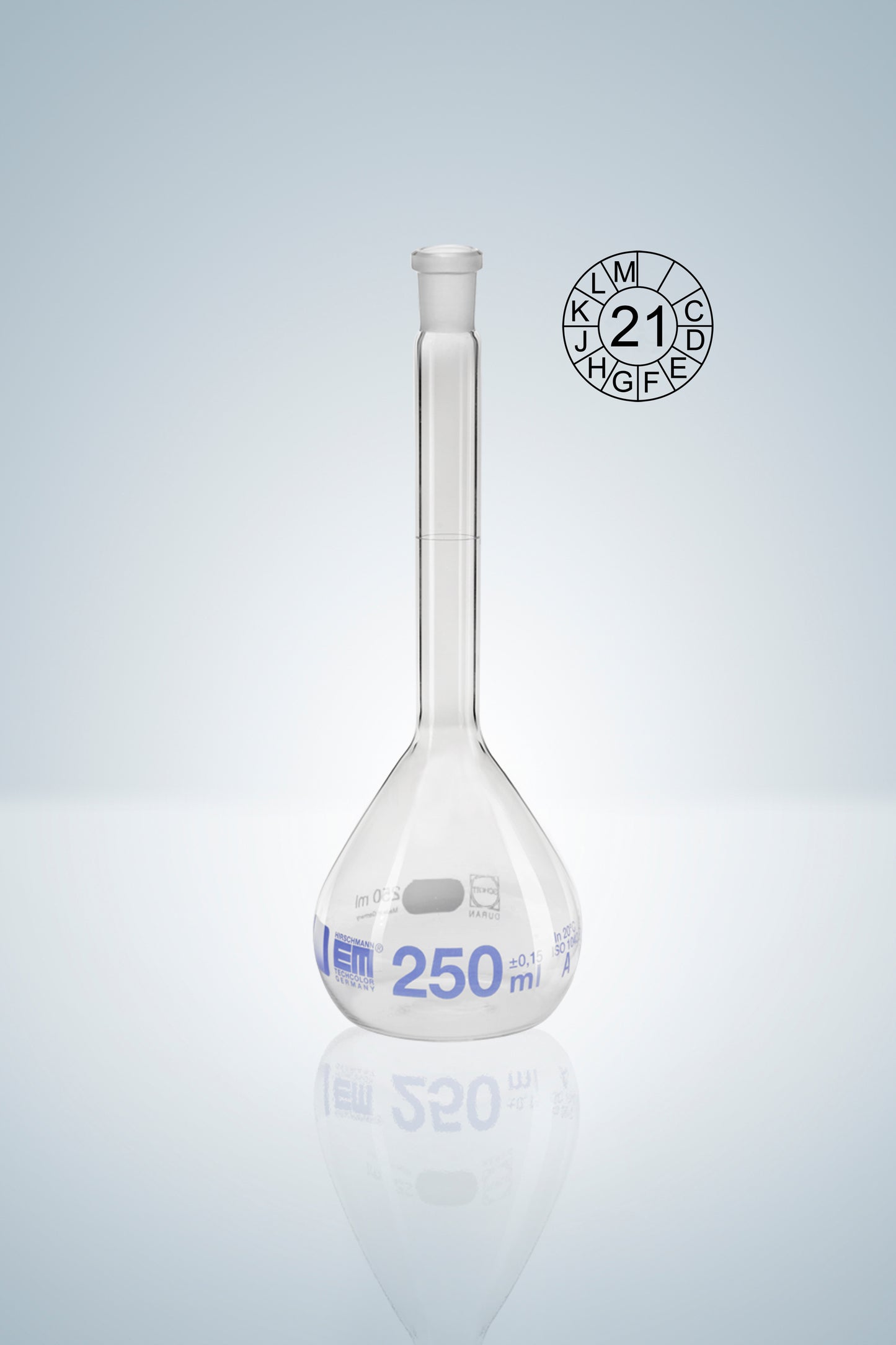 Volumetric flask DURAN&reg;, cl.A, blue grad