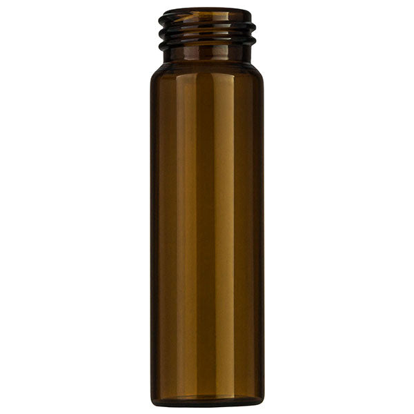 Screw neck vial, N 24, 27.5x95.0 mm, 40.0 mL, flat bottom, amber
