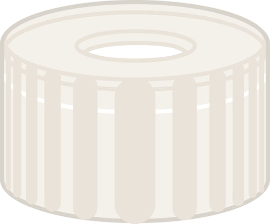 Screw closure, N 9, PP, transparent, center hole, PTFE, white, 0.25 mm