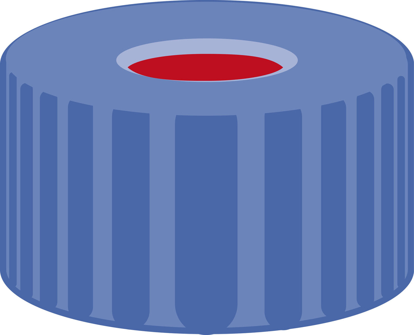Screw closure, N 9, PP, blue, center hole,PTFE red/Silicone white/PTFE red,1.0mm