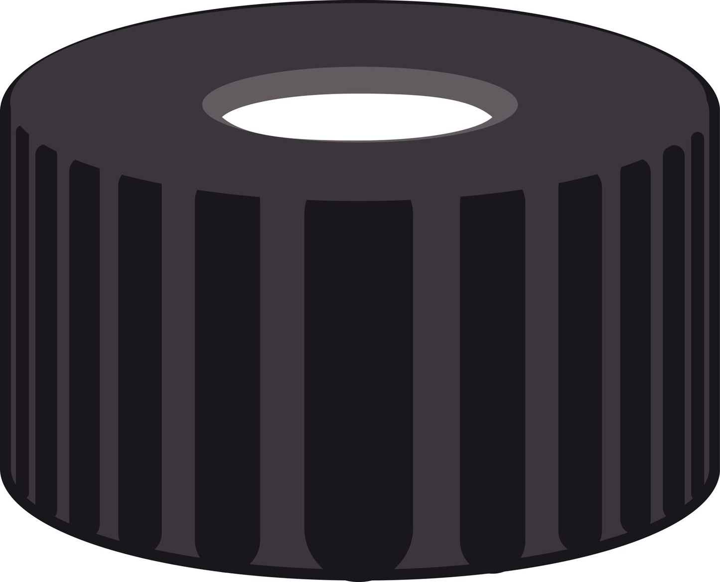 Screw closure, N 9, PP, black, center hole, Silicone white/PTFE red, 1.0 mm