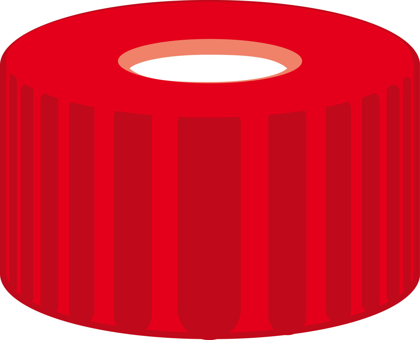 Screw closure, N 9, PP, red, center hole, Silicone white/PTFE red, 1.0 mm