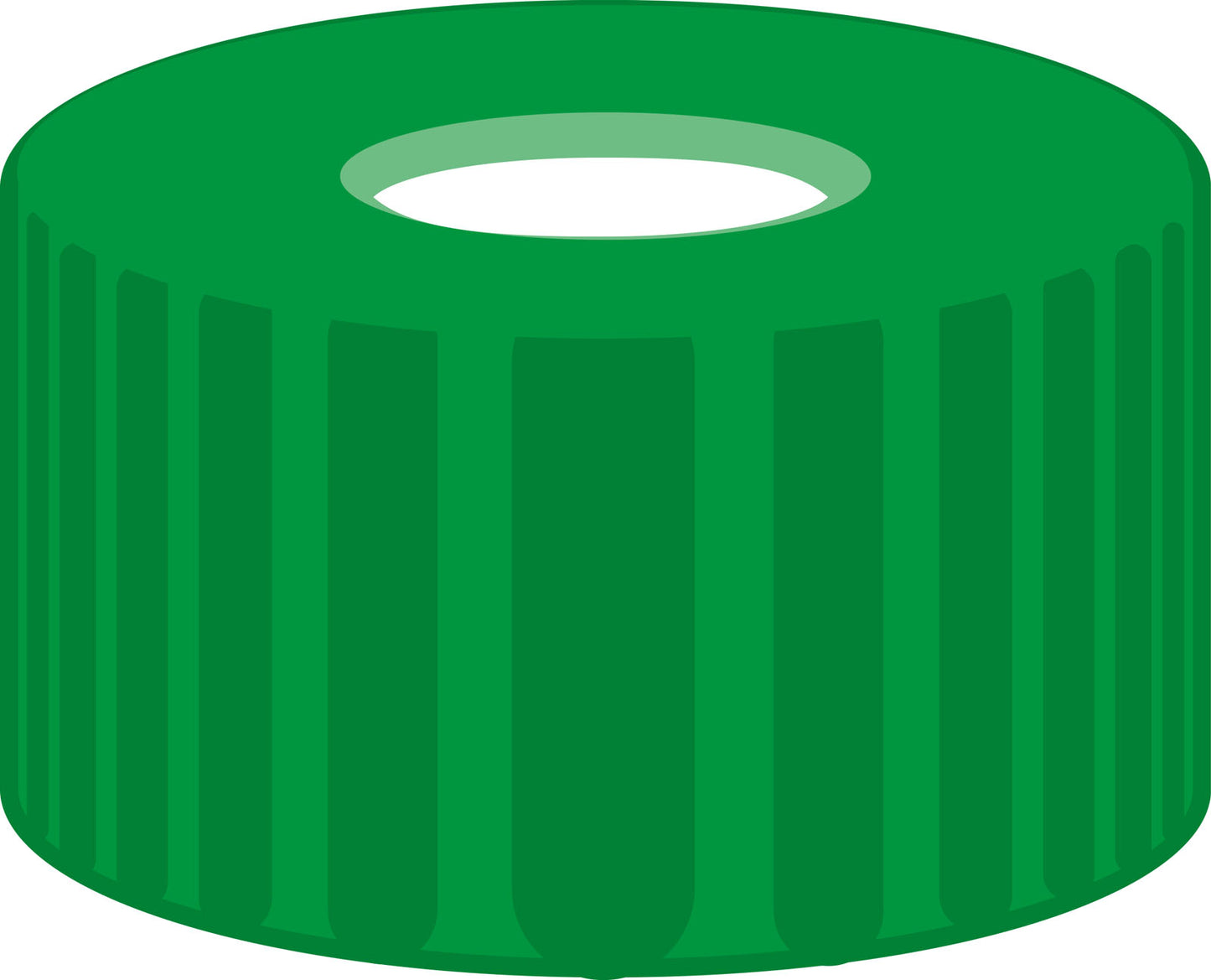Screw closure, N 9, PP, green, center hole, Silicone white/PTFE red, 1.0 mm