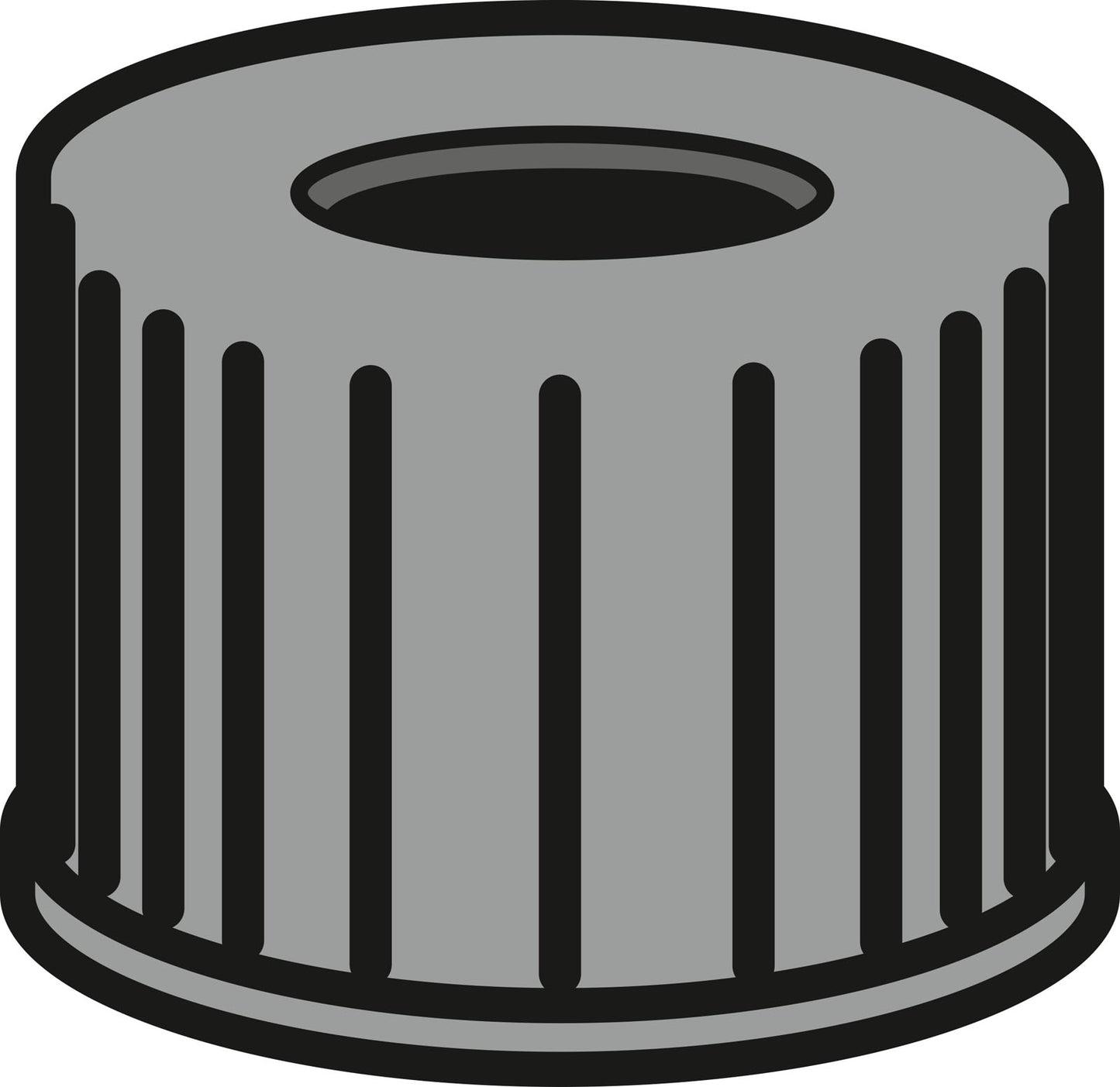 Screw closure, N 10, PP, black, center hole, no liner