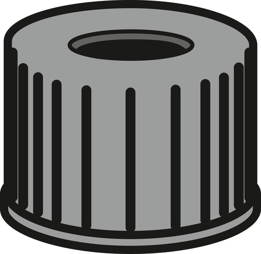 Screw closure, N 10, PP, black, center hole, no liner