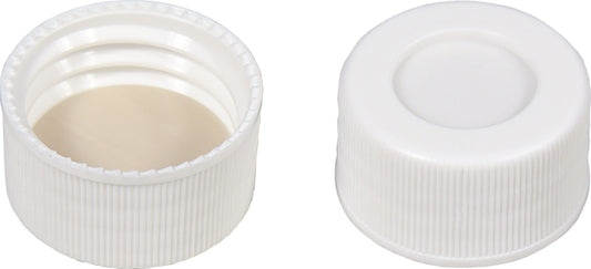 Screw closure (bonded), N 24, PP, white,center hole,Silicone w./PTFE beige,3.2mm