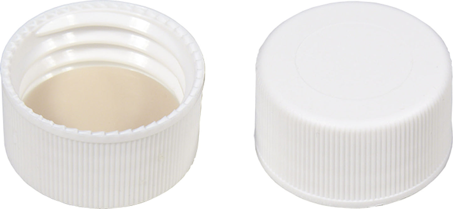 Screw closure (bonded), N 24, PP, white, closed top,Silicone w./PTFE beige,3.2mm
