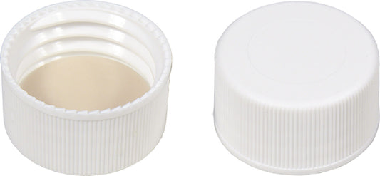 Screw closure (bonded), N 24, PP, white, closed top,Silicone w./PTFE beige,3.2mm