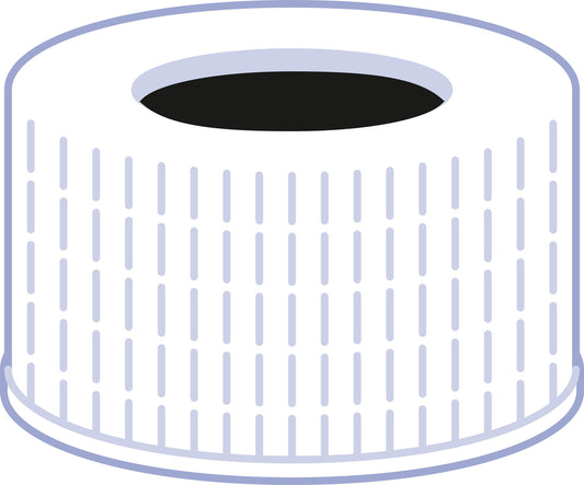 Screw closure, N 24, polypropylene, white, center hole, no liner
