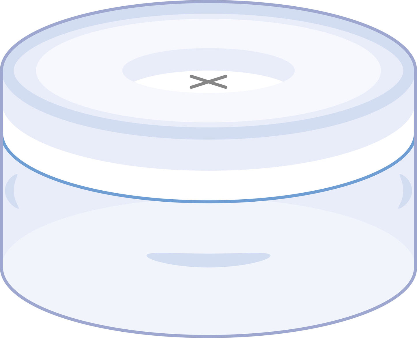 Snap ring closure, N 11, PE(hard),tr.,c. hole,Sil. w./PTFE blue,cross-slit,1.0mm
