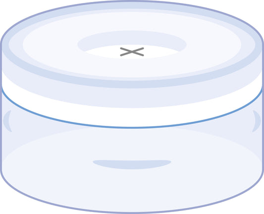 Snap ring closure, N 11, PE(hard),tr.,c. hole,Sil. w./PTFE blue,cross-slit,1.0mm