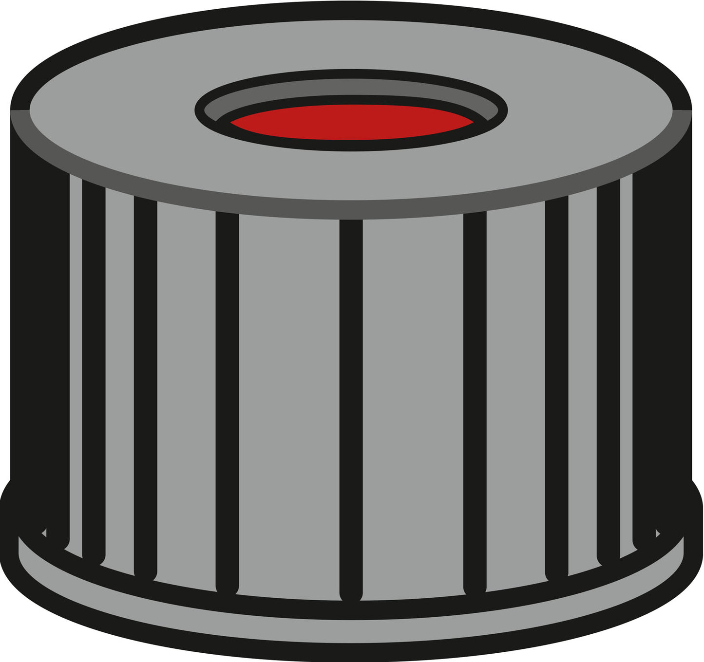 Screw closure, N 8, PP, black, center hole, PTFE red/Silicone w./PTFE red, 1.0mm