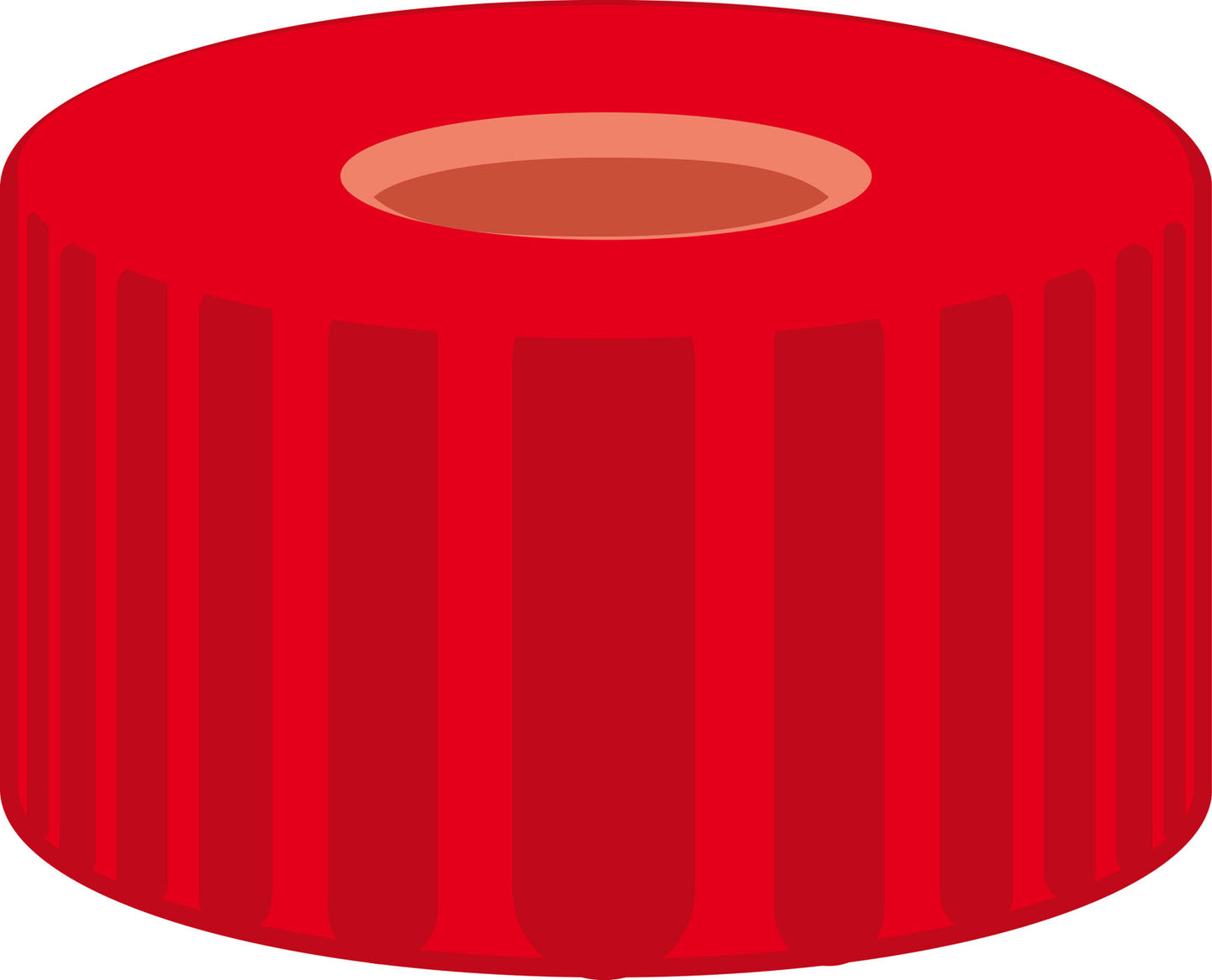 Screw closure, N 9, PP, red, center hole, Red Rubber/FEP colorless, 1.0 mm