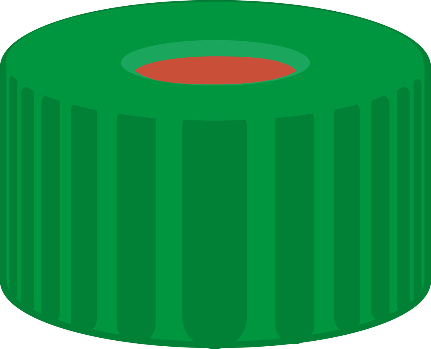 Screw closure, N 9, PP, green, center hole, Red Rubber/FEP colorless, 1.0 mm