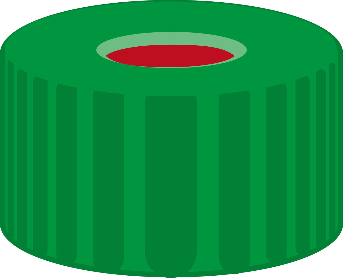 Screw closure, N 9, PP, green, center hole, PTFE red/Silicone w./PTFE red,1.0mm