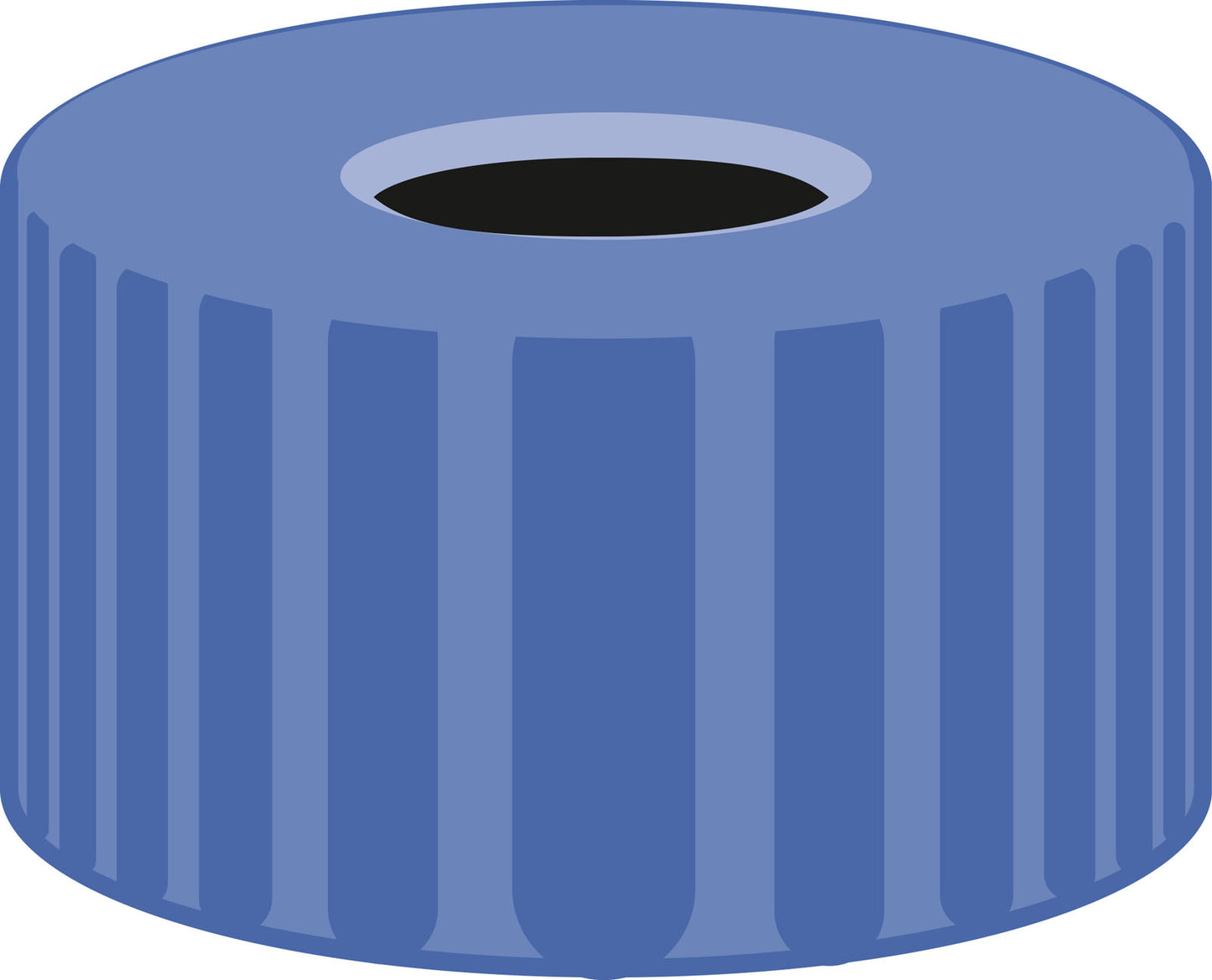 Screw closure, N 9, PP, blue, center hole, no liner