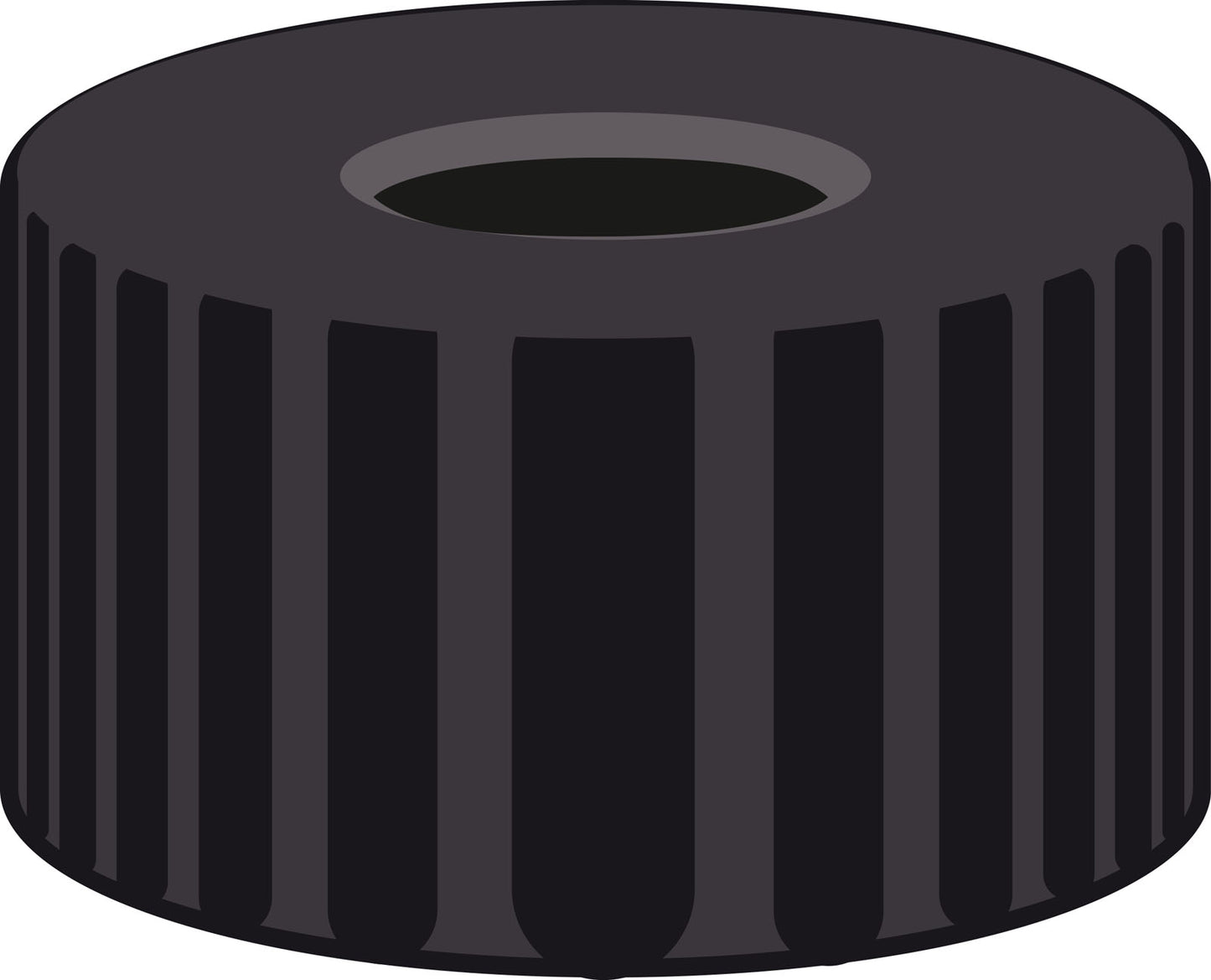Screw closure, N 9, PP, black, center hole, no liner
