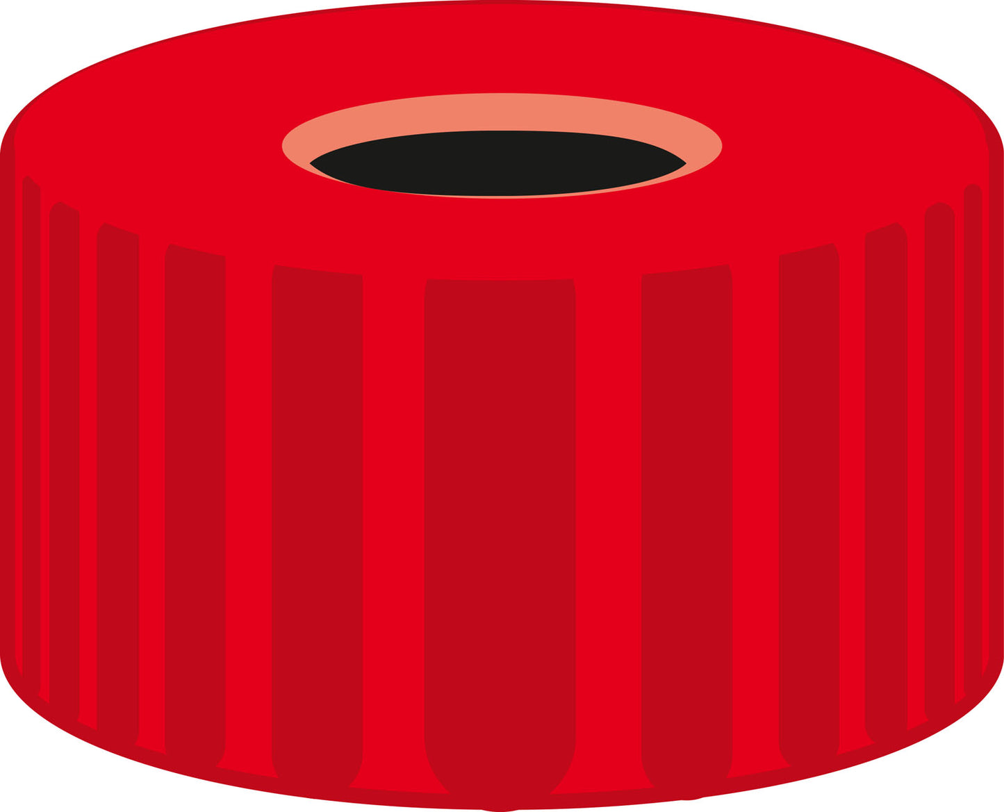 Screw closure, N 9, PP, red, center hole, no liner