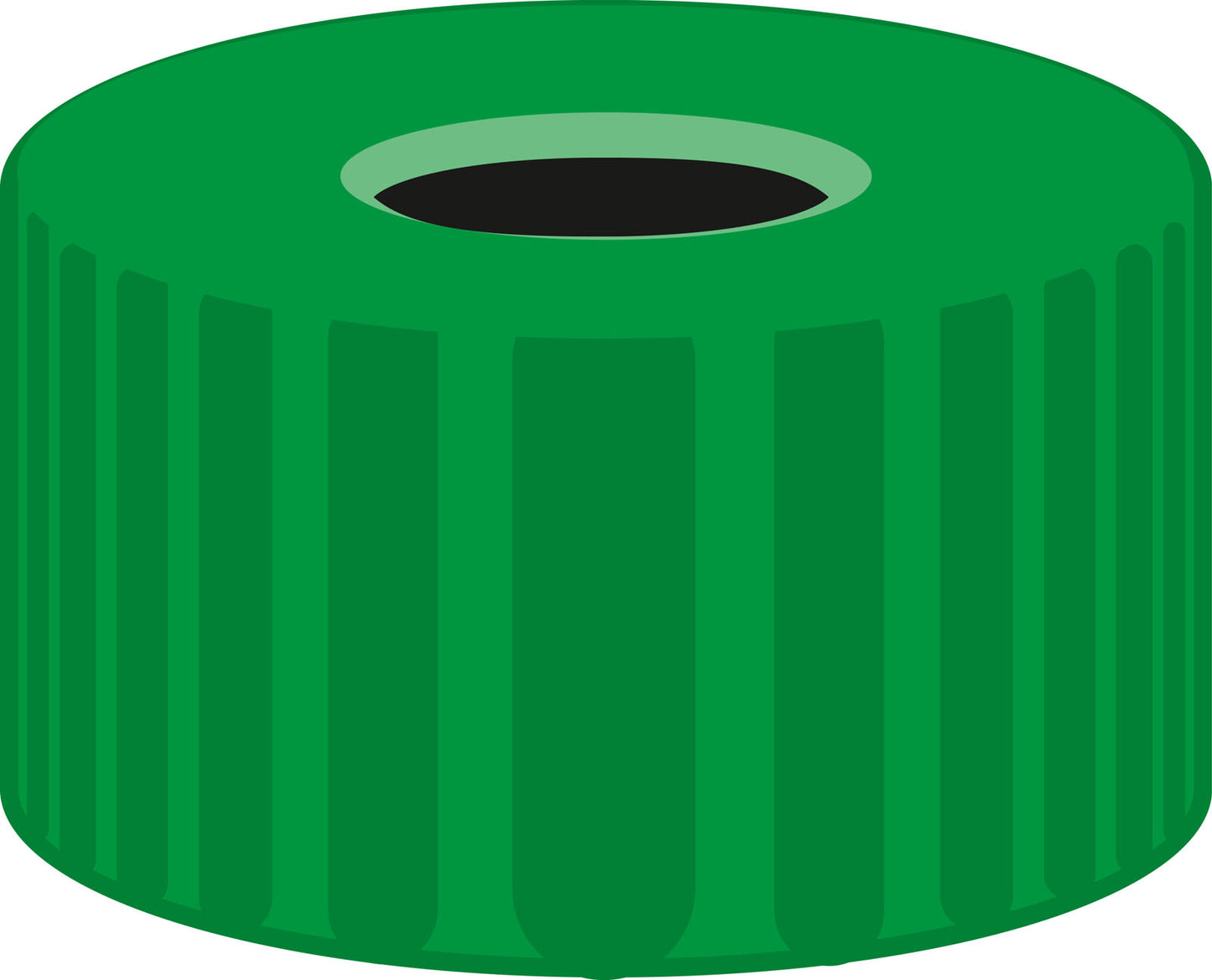 Screw closure, N 9, PP, green, center hole, no liner