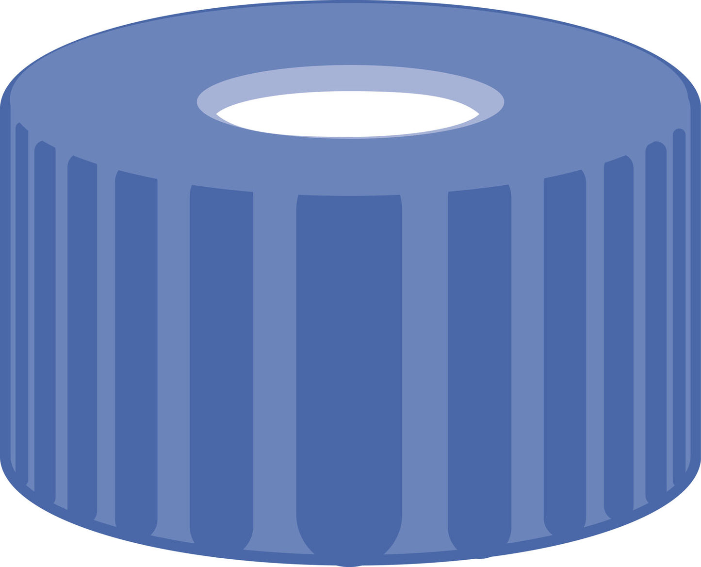 Screw closure, N 9, PP, blue, center hole, Silicone white/PTFE red, 1.0 mm