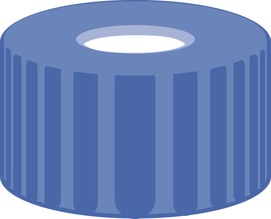 Screw closure, N 9,PP,blue,c. hole,Sili. w./Polyimide orange,1.0mm,fluorine-free