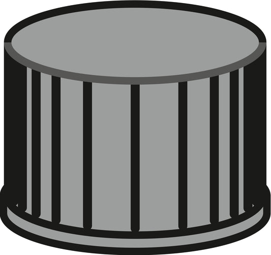 Screw closure, N 8, PP, black, closed top, no liner