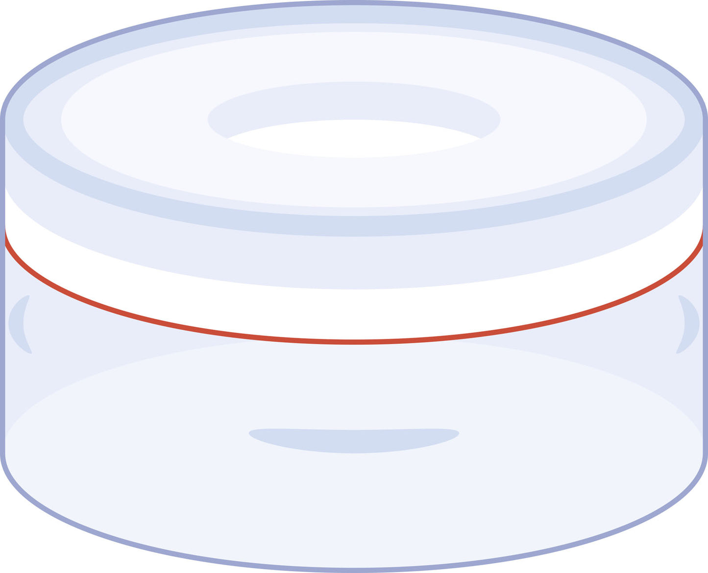 Snap ring closure, N 11, PE(hard),transp.,center hole,Silicone w./PTFE red,1.0mm