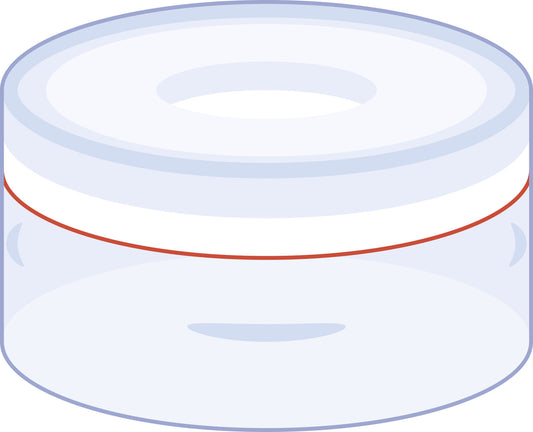 Snap ring closure, N 11, PE(hard),transp.,center hole,Silicone w./PTFE red,1.0mm