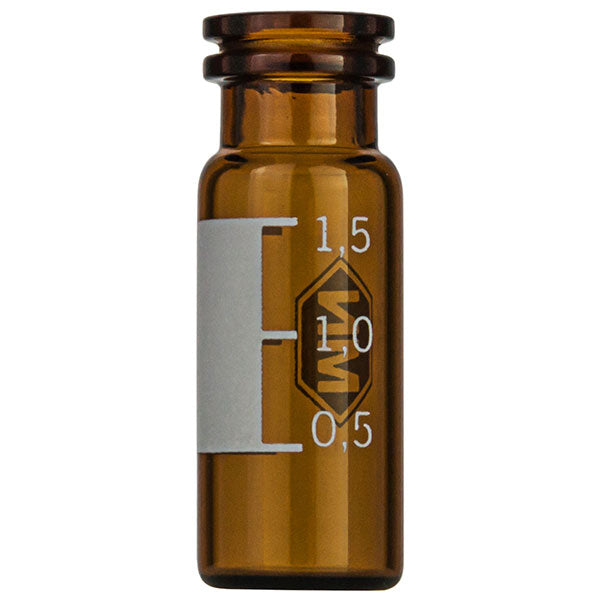 Snap ring/crimp neck vial, N 11, 11.6x32.0 mm, 2 mL, label, flat bottom, amber
